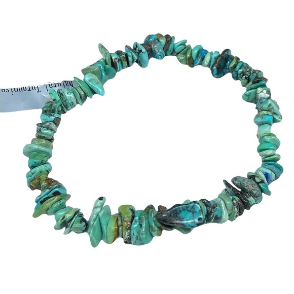 Natural Turquoise Bracelet Beaded Gemstone Chip Chips Stone Stretch Style Boho - Picture 2 of 5